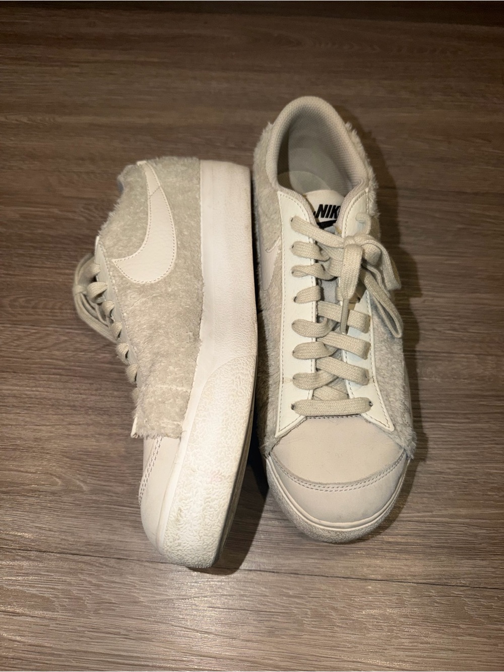 Nike Women’s Off-White Fuzzy Low-Top Sneakers